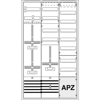 ABB KS251 Komplettschrank, Aufputz mit Zählerkreuz, 3/5A 2Z1S+2RE1V7A2