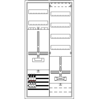 ABB KS244A50 Komplettschrank, Aufputz mit Zählerkreuz, 2/3A 1Z1TRE+V4