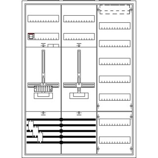 ABB KS221 Komplettschrank, Aufputz mit Zählerkreuz, 3/3A 1Z1R1V7