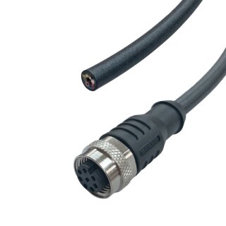 Sensor Kabel 8-polig, PUR, 5m - M12 Buchse/offene Leitungsenden, 24V DC