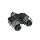 Y-Splitter/T-Verteiler M12, 4-polig, 2x M12 Buchse,...