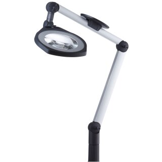 Lupenleuchte, LENSLED II, Gelenkarm 400+400mm, Glaslinse 3,5dpt., dimmbar, 120°, ~23W, M12-A, 24V DC, Netzteil 100-240V AC