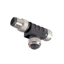 T-Verteiler M12, 4-polig, 2x M12 Buchse, A-kodiert/1x M12...