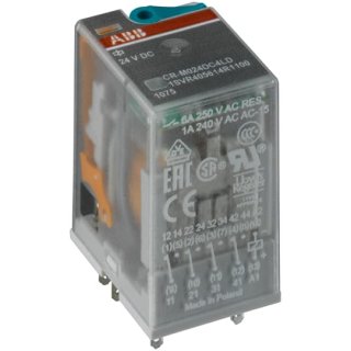 ABB CR-M024DC4G Steckbares Interface-Relais 4We, A1-A2=24VDC, 250V/6A, Goldkontakte