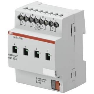 ABB SA/S4.16.6.1 Schaltaktor, 4fach, 16/20 AX, C-Last mit Stromerkennung, REG